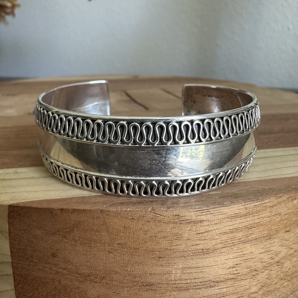 Silver Express SX Open Cuff Bracelet 7.25 Inch Adjustable 925 Sterling 27.5g
